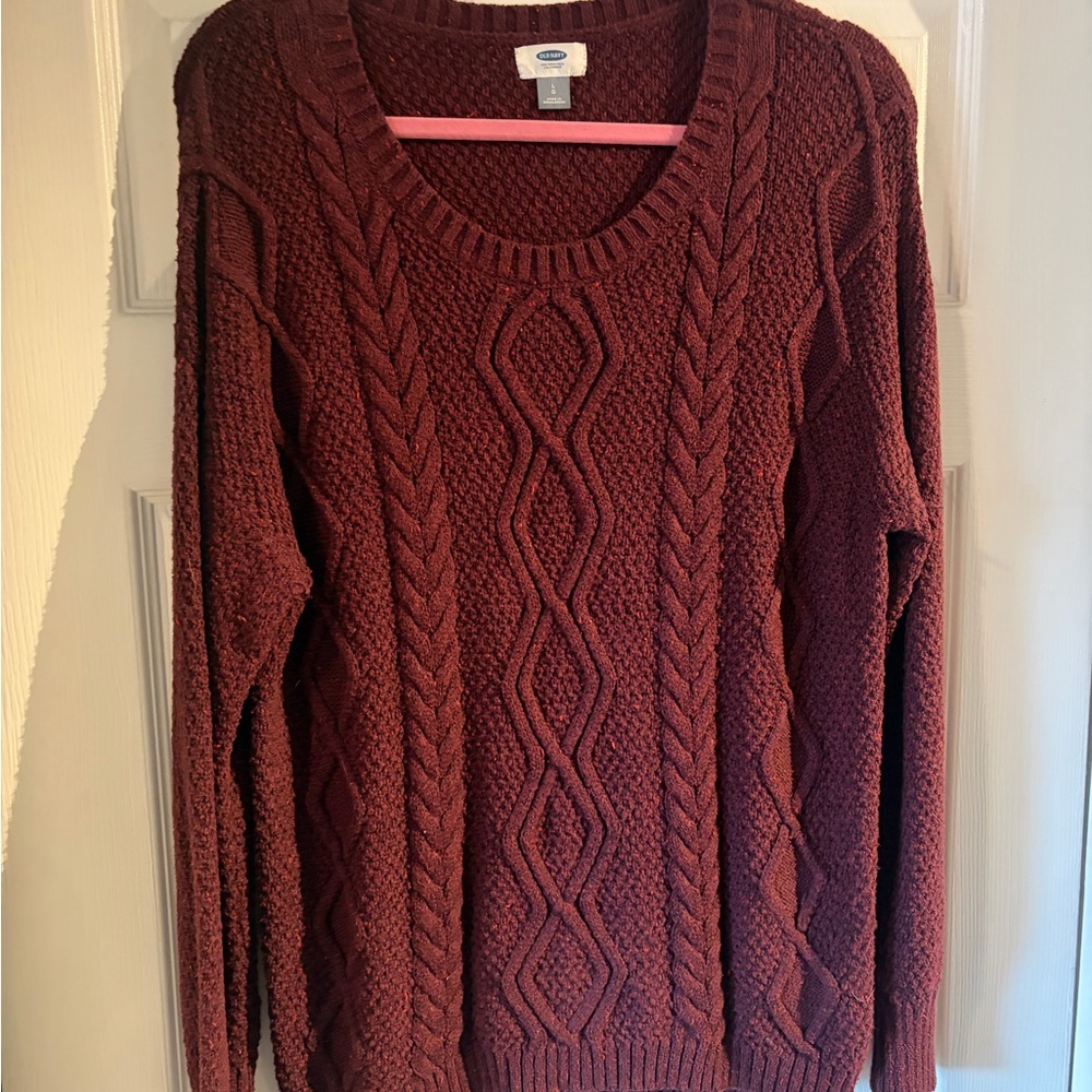 Old Navy Women's Cable Knit Sweater - Maroon